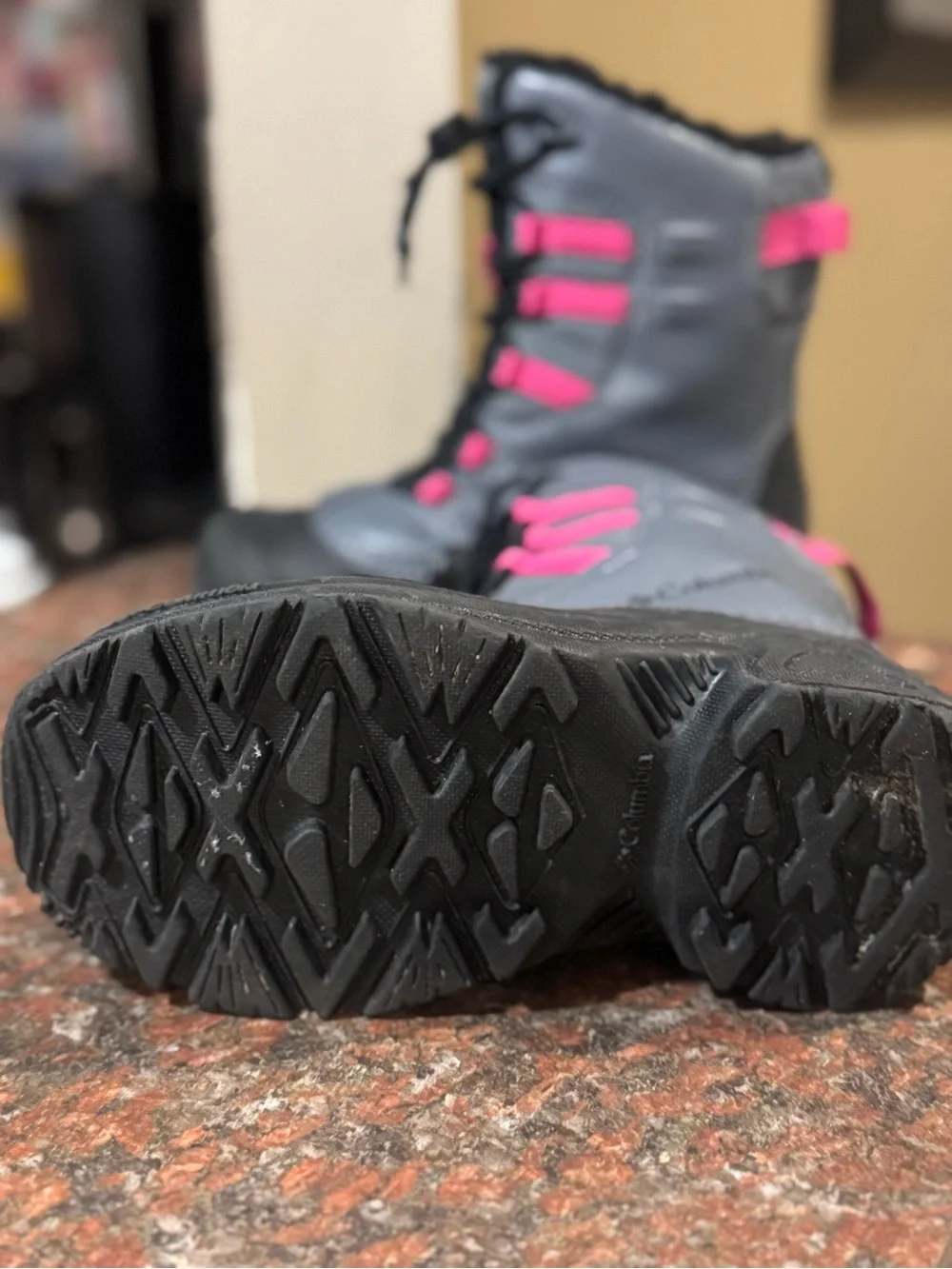 Columbia Kids Gray and Pink Waterproof Snow Boots